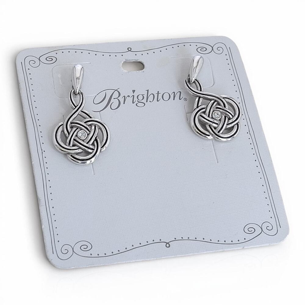 Brighton Interlok Petite Post Drop Earrings Celtic Knot Silver Plated NWT 3/4" - Picture 3 of 4